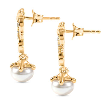 EVER TRUE S&uuml;&szlig;wasser Perle (7-7.5 mm), Wei&szlig;er Zirkon Ohrringe Nickelfreies Messing