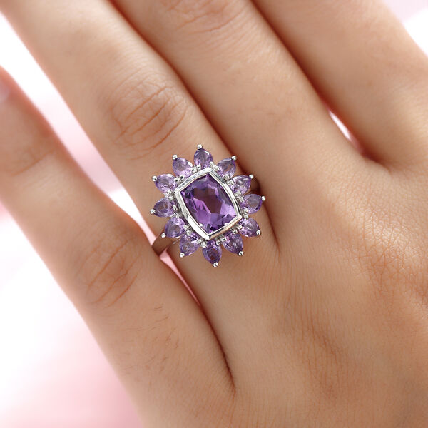 Natürlicher, marokkanischer Amethyst-Ring, 925 Silber platiniert  ca. 3,97 ct image number 3