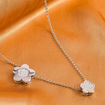 Wei&szlig;e Kristall-Halskette in Silberton, 50 cm - 0,50 ct.