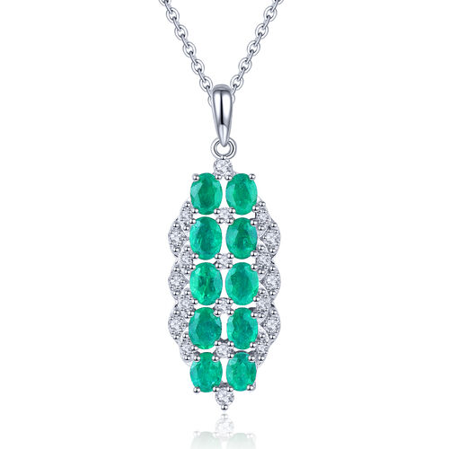 AAA Kagem sambischer Smaragd und Zirkon-Anhänger mit Kette - 1,81 ct. image number 0