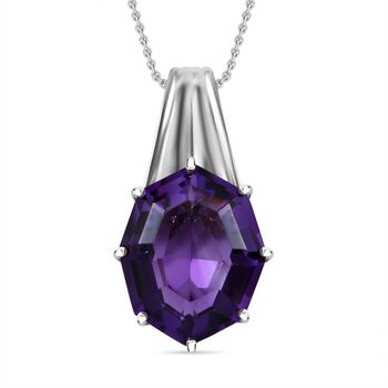 Afrikanischer Amethyst Anh&auml;nger mit Kette, 925 Silber rhodiniert ca. 10.15 ct