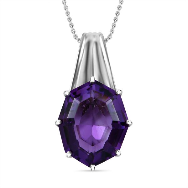 Afrikanischer Amethyst Anh&auml;nger mit Kette, 925 Silber rhodiniert ca. 10.15 ct