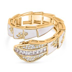 Weißer Zirkonia Ring Nickelfreies Messing emailliert (Größe 16.00)