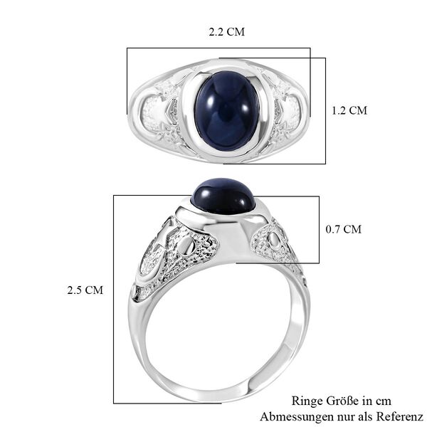 Stern blauer Saphir Ring 925 Silber rhodiniert (Größe 17.00) ca. 3.11 ct image number 5