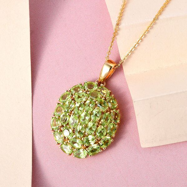 Peridot Anh&auml;nger mit Kette, 925 Silber Gelbgold Vermeil ca. 4,65 ct image number 3