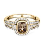 AAA Turkizit, Weißer Zirkon Ring 925 Silber Gelbgold Vermeil (Größe 19.00) ca. 1,81 ct