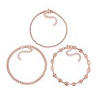 3er Set - Sehr Schick und Trendy Armbänder, Chirurgen-Edelstahl, Rosèfarben