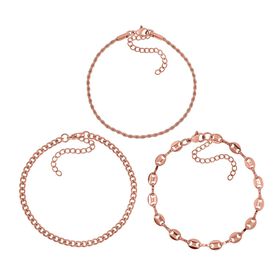 3er Set - Sehr Schick und Trendy Armbänder, Chirurgen-Edelstahl, Rosèfarben