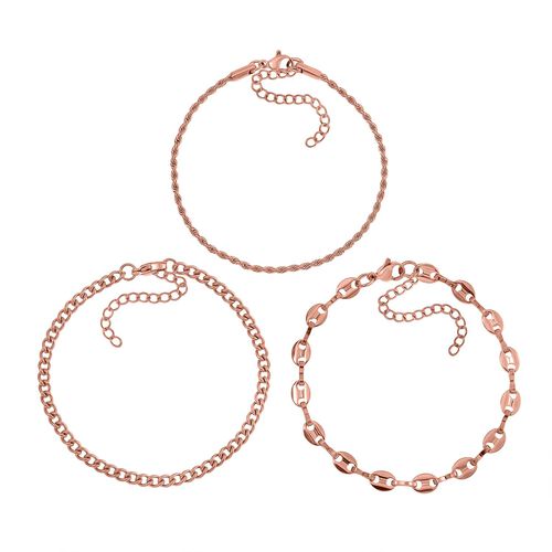 3er Set - Sehr Schick und Trendy Armbänder, Chirurgen-Edelstahl, Rosèfarben image number 0
