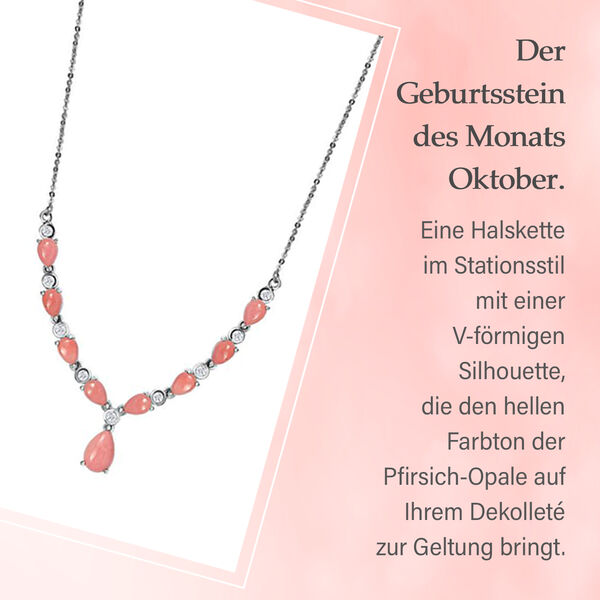 Blush Pfirsich Opal und Zirkon Halskette - 3,83 ct. image number 5