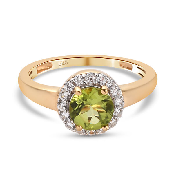 Peridot und Zirkon Ring 925 Silber vergoldet  ca. 1,20 ct