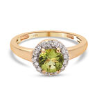 Natürlicher Peridot und Zirkon-Ring, 925 Silber vergoldet (Größe 16.00) ca. 1,20 ct