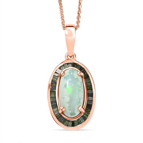 D’joy AA Natürlicher, äthiopischer Welo Opal, Grüner Diamant Schmuckset 925 Silber 750 Roségold Vermeil ca. 2,45 ct. image number 0