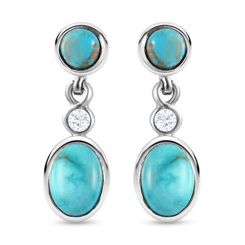 Sierra Nevada Türkis und Zirkon Ohrhänger, 925 Silber platiniert, 2,31 ct. image number 0