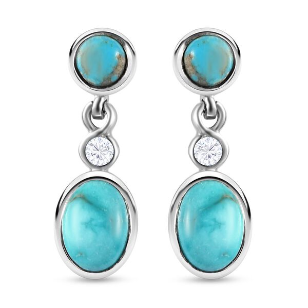 Sierra Nevada Türkis und Zirkon Ohrhänger, 925 Silber platiniert, 2,31 ct. image number 0