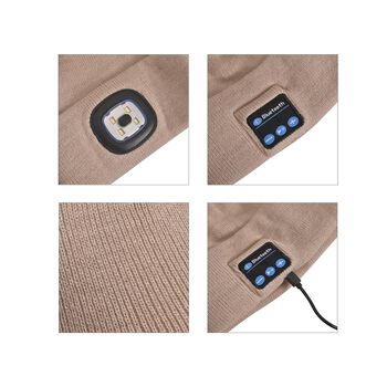 Strickm&uuml;tze mit LED Licht, Beige