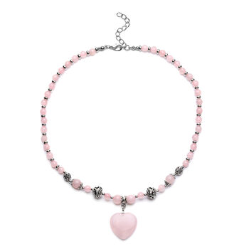 Rosenquarz-Halskette, ca. 45 cm, silberfarben ca. 101,00 ct