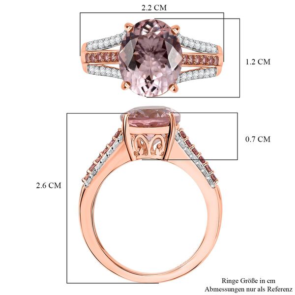 AAA Rosa Morganit, Padparadscha Saphir und Diamant Ring in 375 Ros&eacute;gold - 3,96 ct. image number 7
