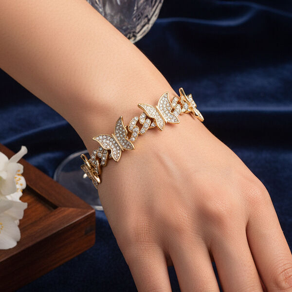 Wei&szlig;er Kristall Armband ca. 19 cm, Goldfarben image number 2