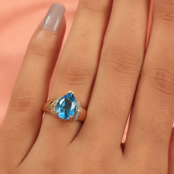 Schweizer Blautopas und Zirkon Ring 925 Silber vergoldet  ca. 3,63 ct image number 3