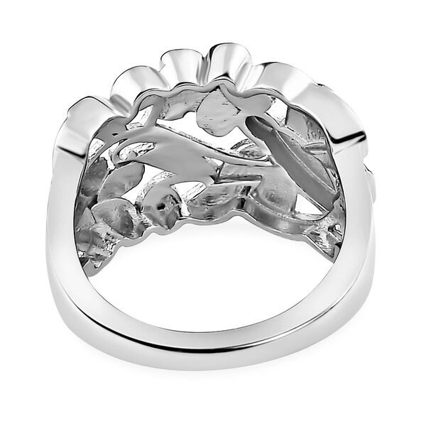 ALLORO von der Natur inspirierter, platinierter Silberring image number 6