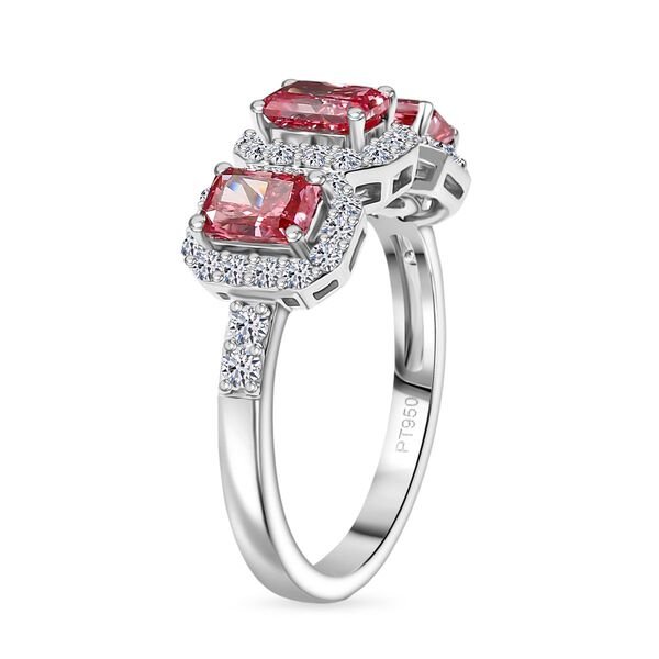 LUXURIANT VS rosa und VS-EF wei&szlig;er Labor Diamant Ring in 950 Platin - 2 ct. image number 5