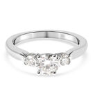 Weißer Moissanit 3 Stein Ring 925 Silber Rhodium-Überzug image number 0