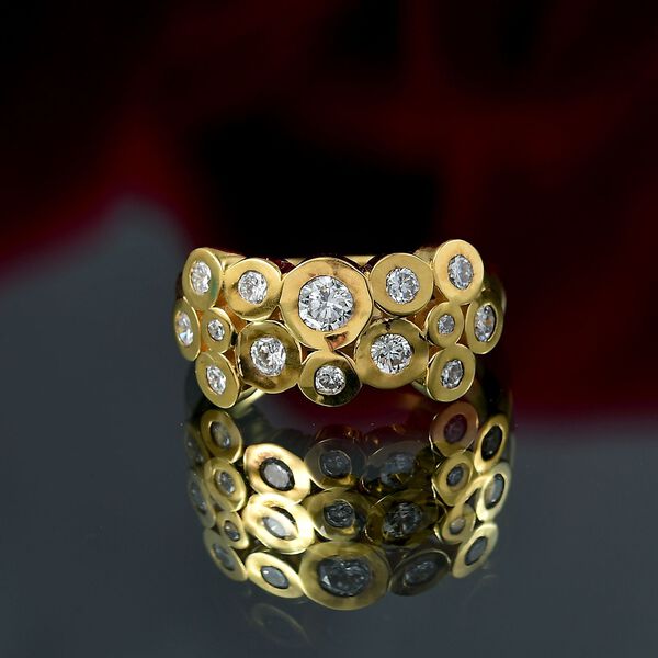 LUXURIANT SI Labor Diamant Ring, 925 Silber 750 Gelbgold Vermeil - 1 ct. image number 1