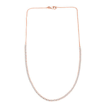 LUXURIANT VS-EF Labor Diamant 45cm Halskette, 925 Silber 750 Ros&eacute;gold Vermeil - 4,14 ct.