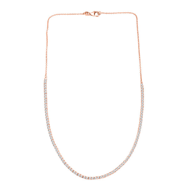 LUXURIANT VS-EF Labor Diamant 50cm Halskette, 925 Silber 750 Ros&eacute;gold Vermeil - 4,14 ct. image number 4