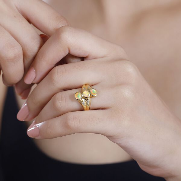 AA Natürlicher, äthiopischer Welo Opal und Zirkon-Ring - 0,76 ct. image number 4