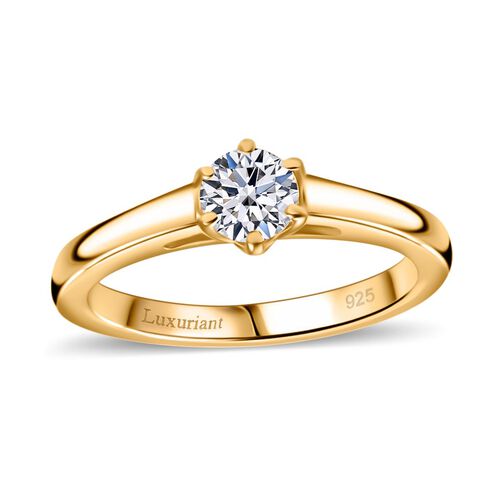 LUXURIANT DIAMOND- SGL zertifizierter VS-EF Labor Diamant Ring, 925 Silber 750 Gelbgold Vermeil - 0,50 ct. image number 4