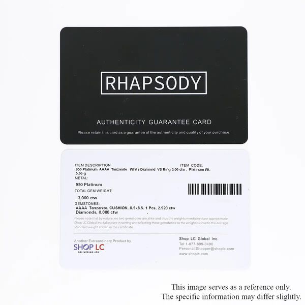 Rhapsody AAAA Tansanit, Weißer Diamant Ring 950 Platin (Größe 16.50) ca. 3,00 ct image number 7