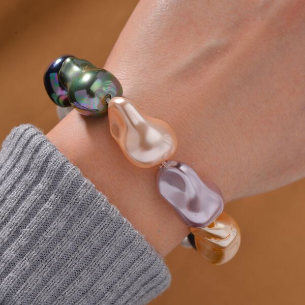 Mehrfarbiges Muschelkernperle Armband, 21,5cm image number 1