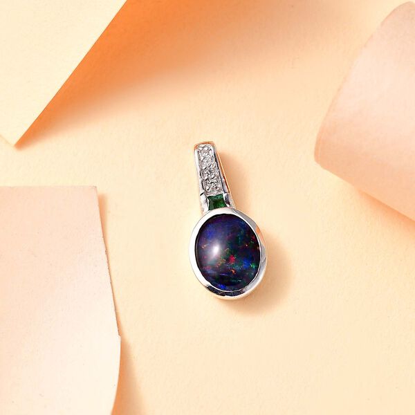 Boulder Triplett Opal, Smaragd und Zirkon Anhänger -1,62 ct. image number 2