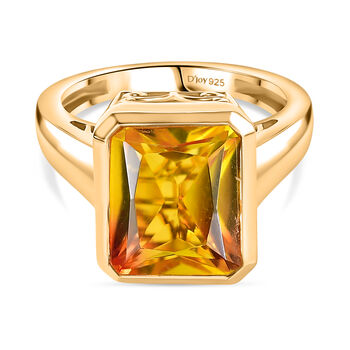 D'Joy Sphaleros Quarz Ring 925 Silber 750 Gelb Vergoldet (Gr&ouml;&szlig;e 17.00) ca. 6,27 ct