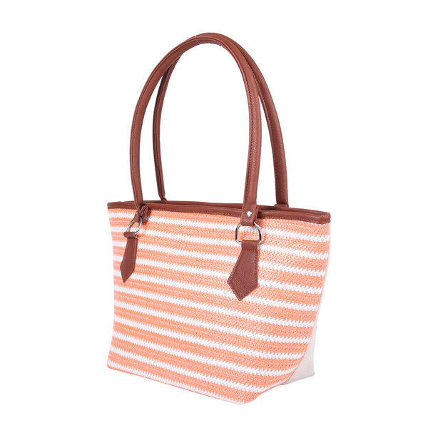 Handtasche f&uuml;r Damen, Orange und Wei&szlig; image number 5