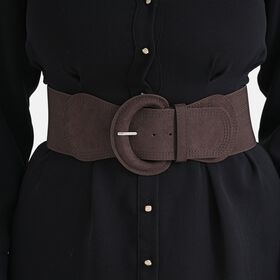 Elastischer Tailleng&uuml;rtel mit runder Schnalle, One Size, Braun