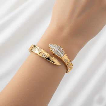 Wei&szlig;er Zirkonia Armreif ca. 19 cm Nickelfreies Messing