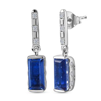 Ceylon Farbe Quarz, Wei&szlig;er Zirkon Ohrringe 925 Silber rhodiniert ca. 3,92 ct.