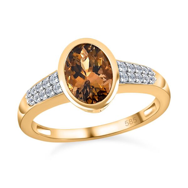 AAA nat&uuml;rlicher, goldener Tansanit und Diamant-Ring - 1,68 ct. image number 4