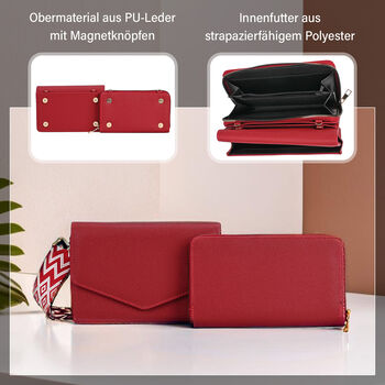 Modische 
Sling-Crossbody-Tasche mit RFID-Schutz, 19 x 12 x 7 cm, Rot