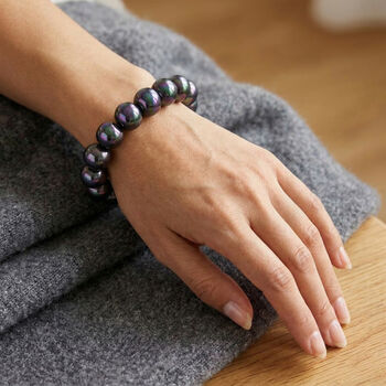 Flexibles pfaufarbenes Muschelkernperle Armband