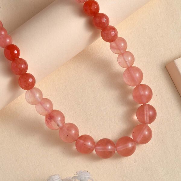 Erdbeer Quarz Halskette ca. 50 cm Messing rhodiniert ca. 270.00 ct image number 2