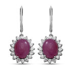 Natürliche, rosa Saphir und weiße Zirkon-Ohrringe, 925 Silber platiniert ca. 10.68 ct