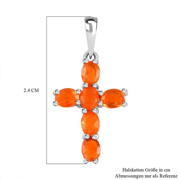 Salamanca Feueropal-Kreuz-Anh&auml;nger, 925 Silber platiniert, 0,71 ct. image number 6