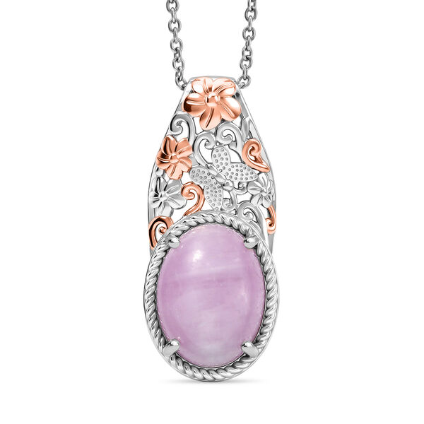 EverTrue Kunzit zweigarbiger Anh&auml;nger mit 50cm Kette - 11,41 ct.