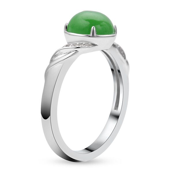 Grüner Jade und weißer Zirkon-Ring, 925 Silber rhodiniert  ca. 2,69 ct image number 5