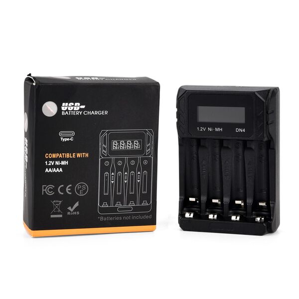 Kompakt-Ladeger&auml;t f&uuml;r AA/AAA NiMH - 4 Sch&auml;chte, LCD, USB image number 0