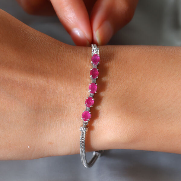 Afrikanisches Rubin und Zirkon-Armband in Silber, 2,67 ct. image number 3